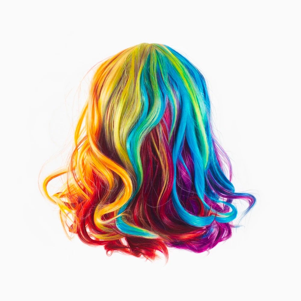 drawing of a colorful wig