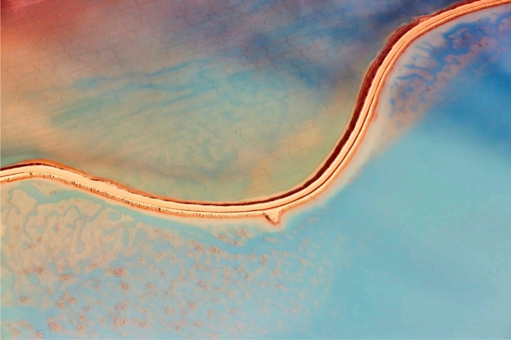 overhead view of ocean shallows