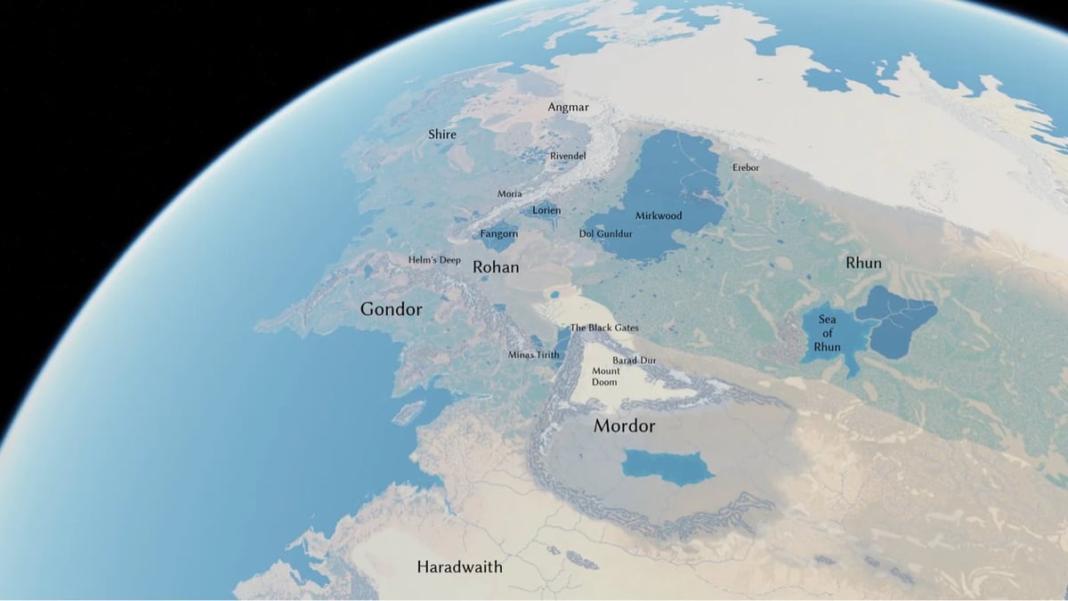 how Middle Earth would look from space