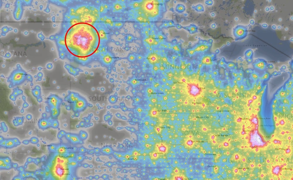 Light pollution in North Dakota