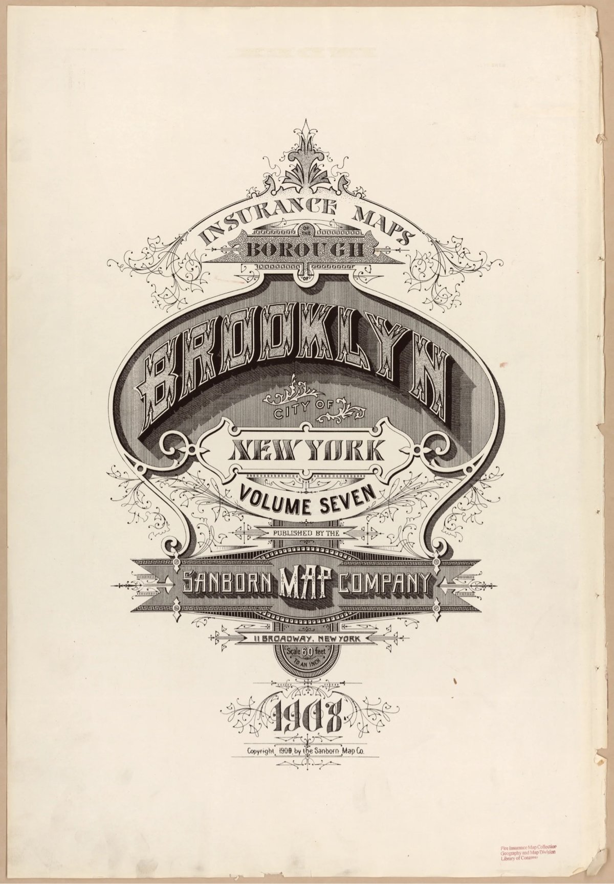 a very ornate cover for the Brooklyn fire insurance map