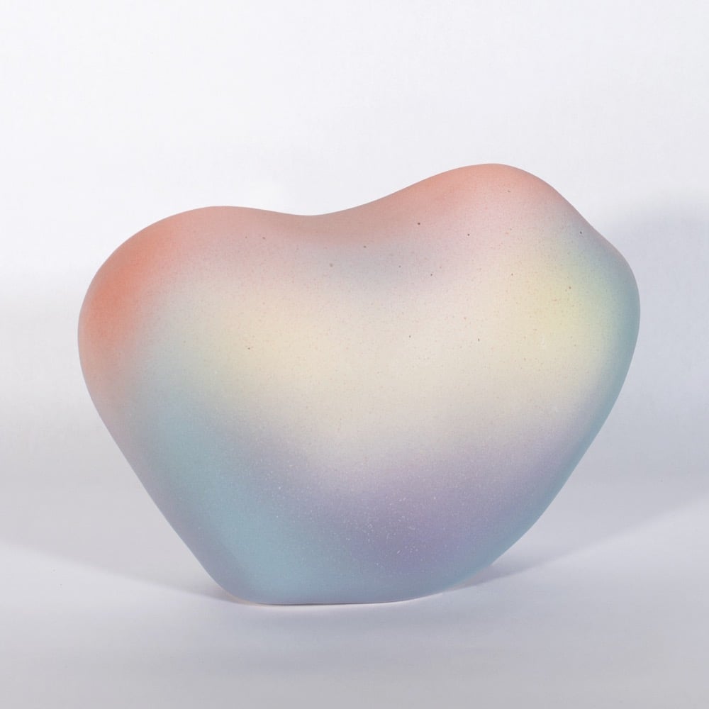 sculpture with a colorful gradient glaze