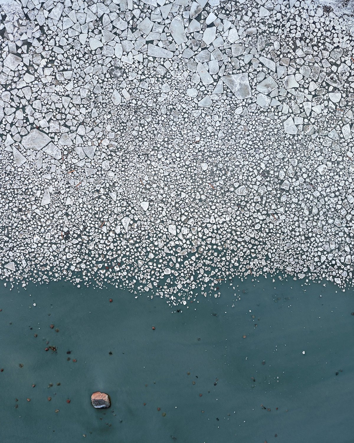 aerial shot of sea ice in the Baltic Sea