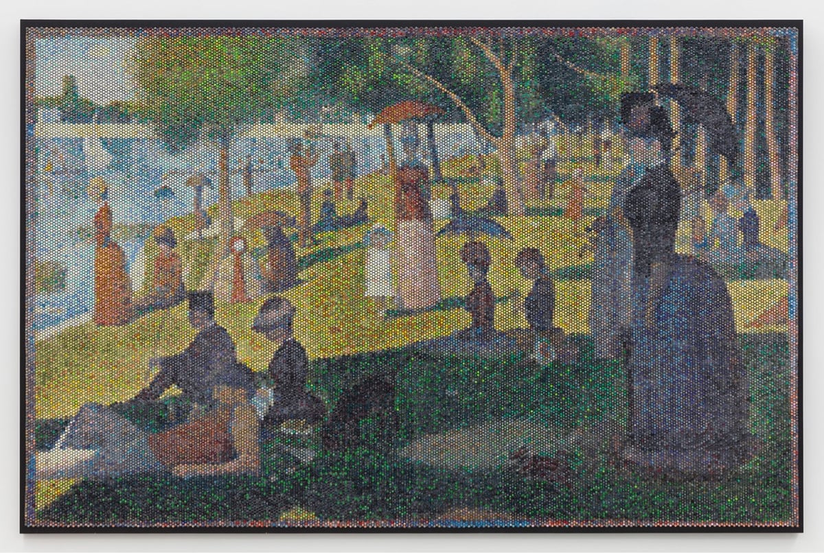 a bubble wrap version of Georges Seurat's A Sunday on La Grande Jatte