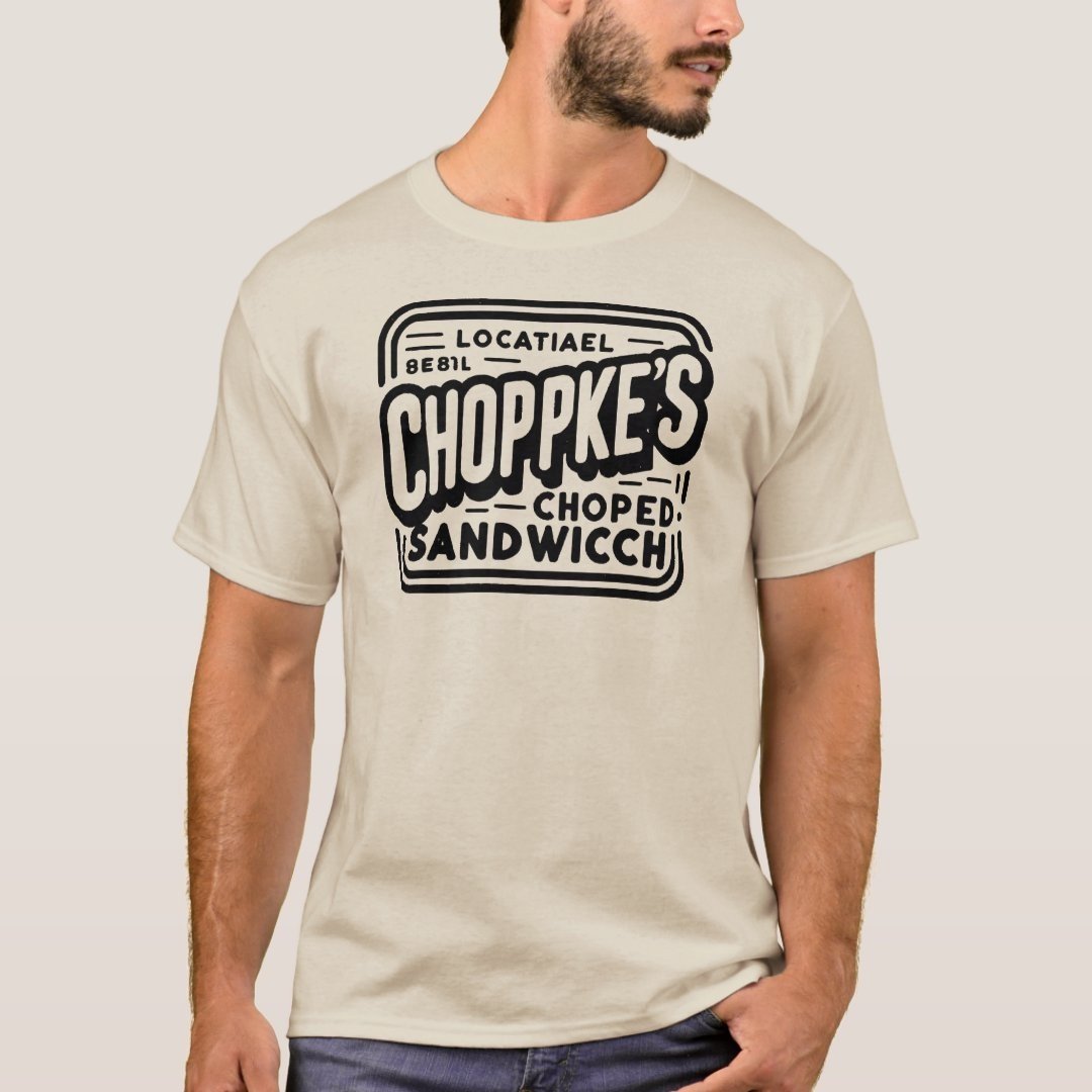 a handsomer man than Jason wearing a Choppke's tshirt