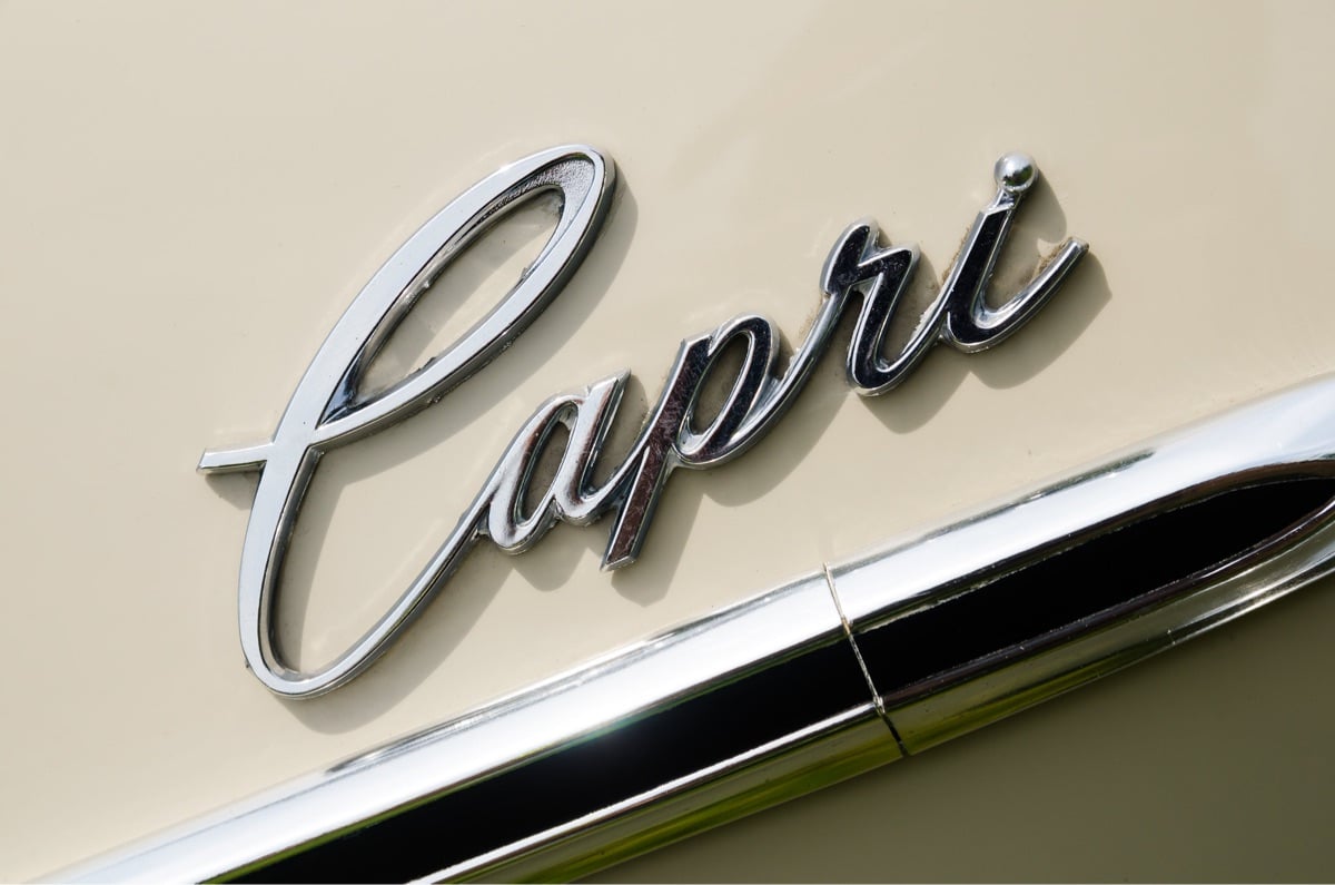 Chrome logo that says 'Capri'