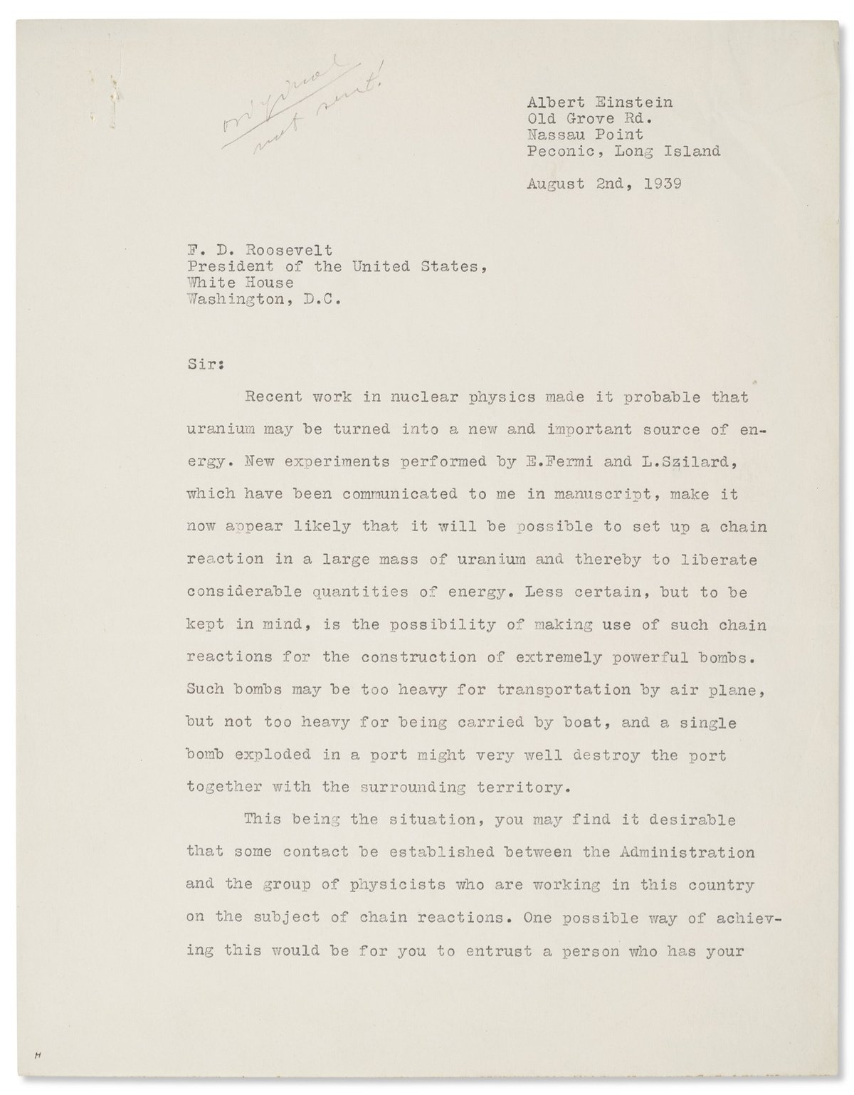 Einstein Fdr Letter