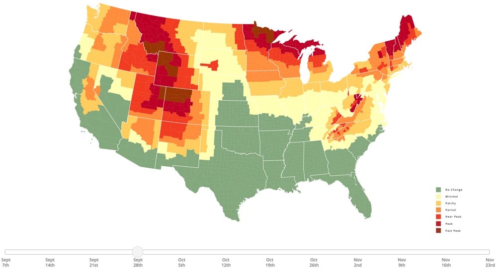 Fall foliage map for 2020