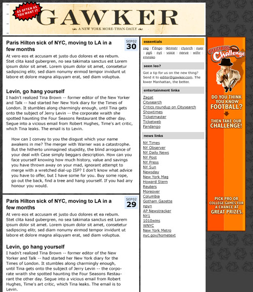 Gawker 2002 design