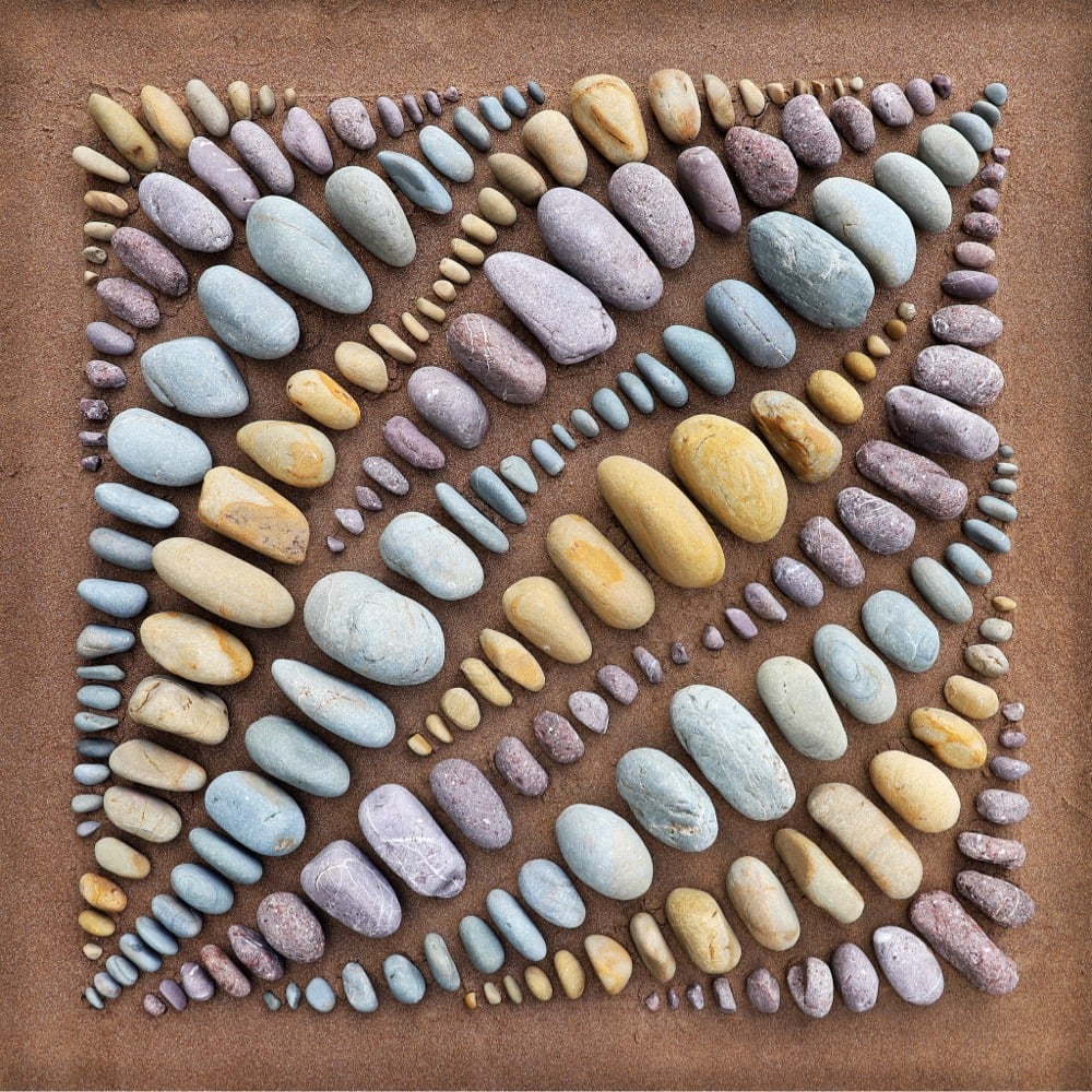 colorful rocks arranged neatly