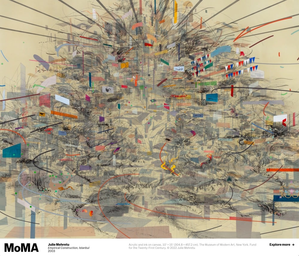 screengrab of an artwork by Julie Mehretu