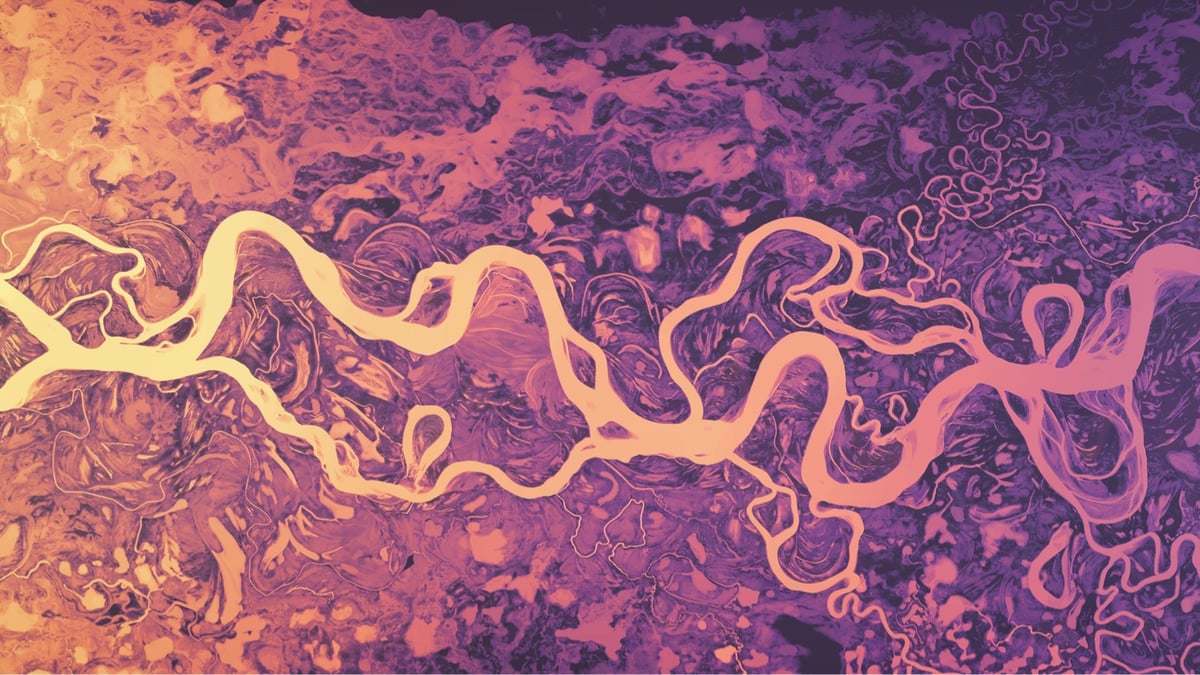 colorful Lidar image of a river