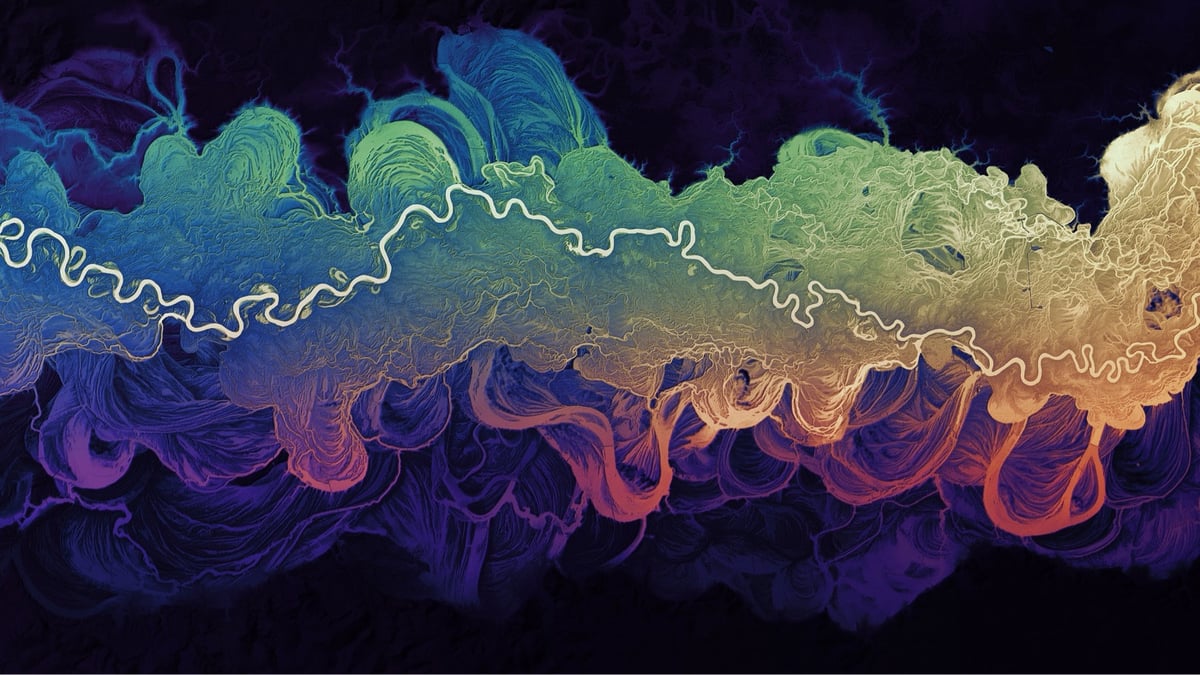 colorful Lidar image of a river