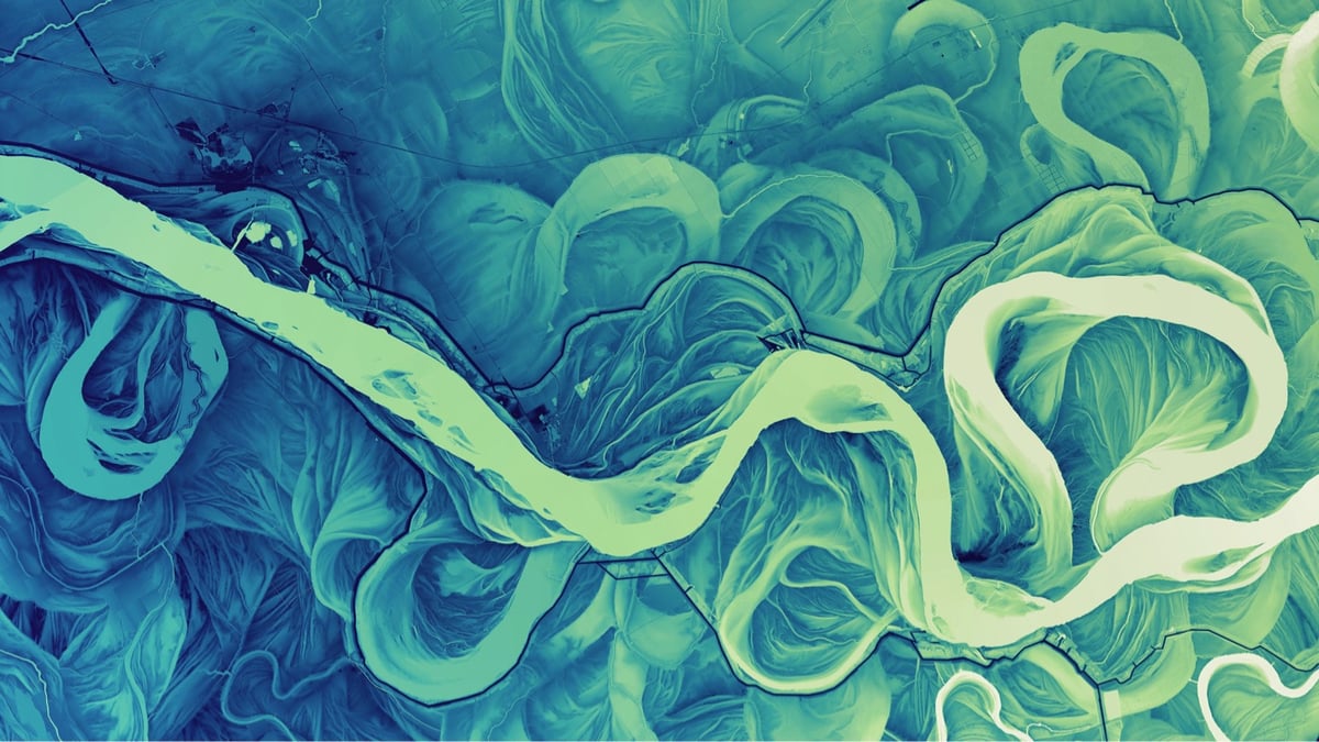 colorful Lidar image of a river