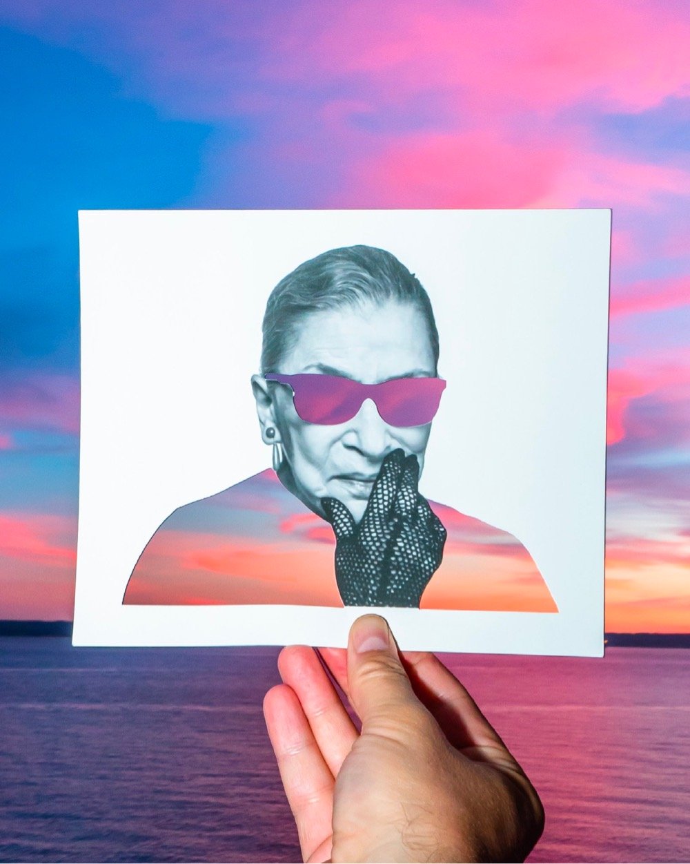 cutout portrait of Ruth Bader Ginsburg