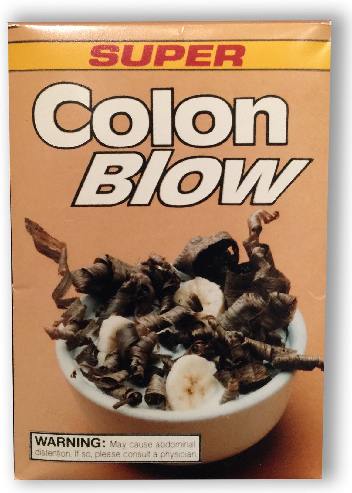 box of cereal called Super Colon Blow