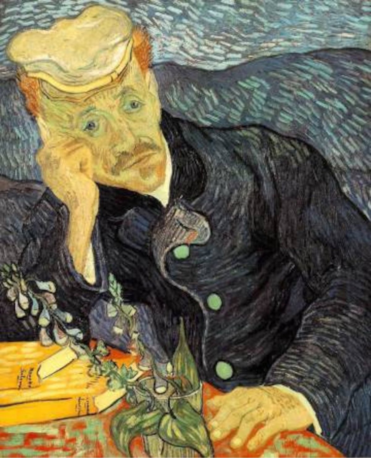 van Gogh painting, Portrait of Dr. Gachet (1890)